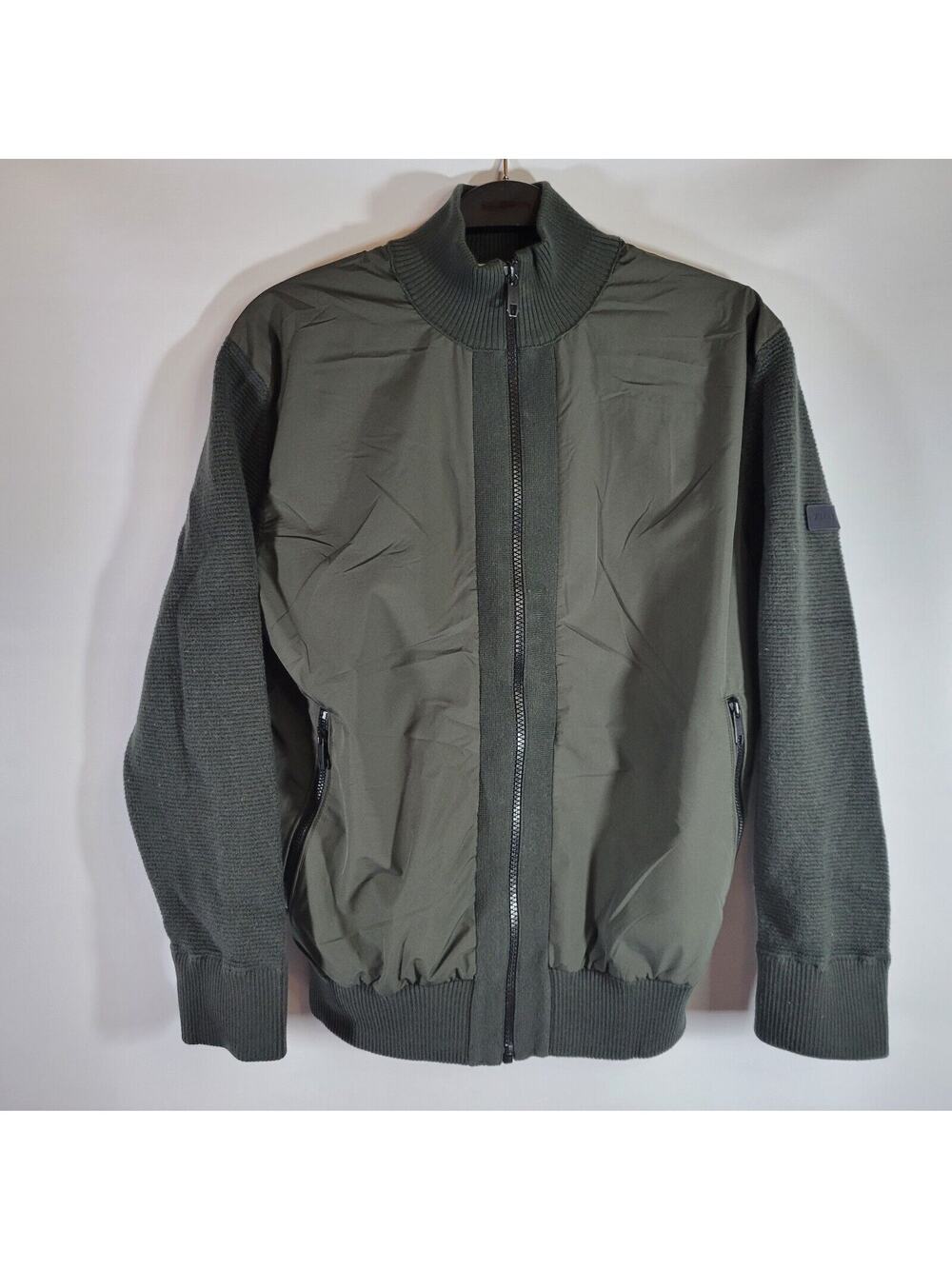 Ermenegildo Z Zegna Green Hybrid Mixed Wool Media Bomber Jacket Cardigan Size S